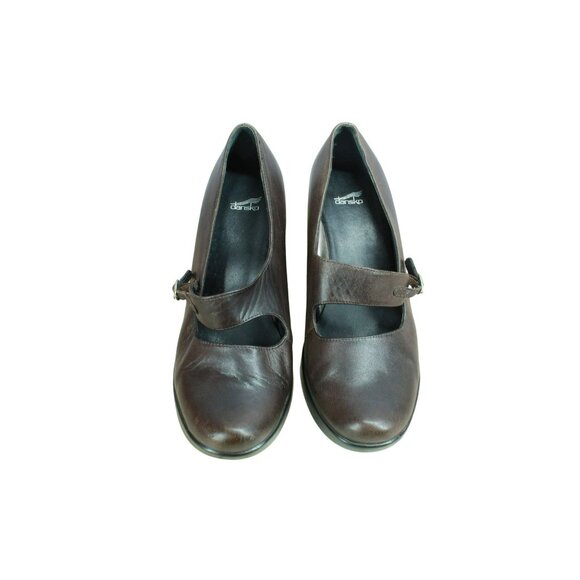 Dansko Tara Brown Leather Adjustable Mary Jane Heel Pump Shoes Size 37 US 7 - Picture 5 of 9